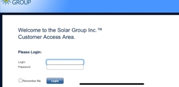 Login Screen of the Solar Web App